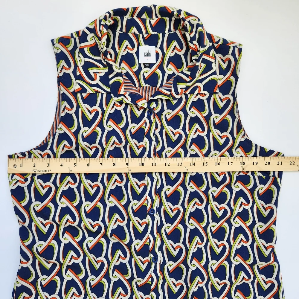 CAbi Amour Shirt Dress Duster Tunic Heart Graphic Sleeveless Button Down Large - Picture 12 of 14